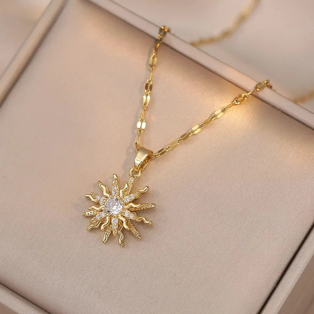 Rotating Flower Pendant Necklace