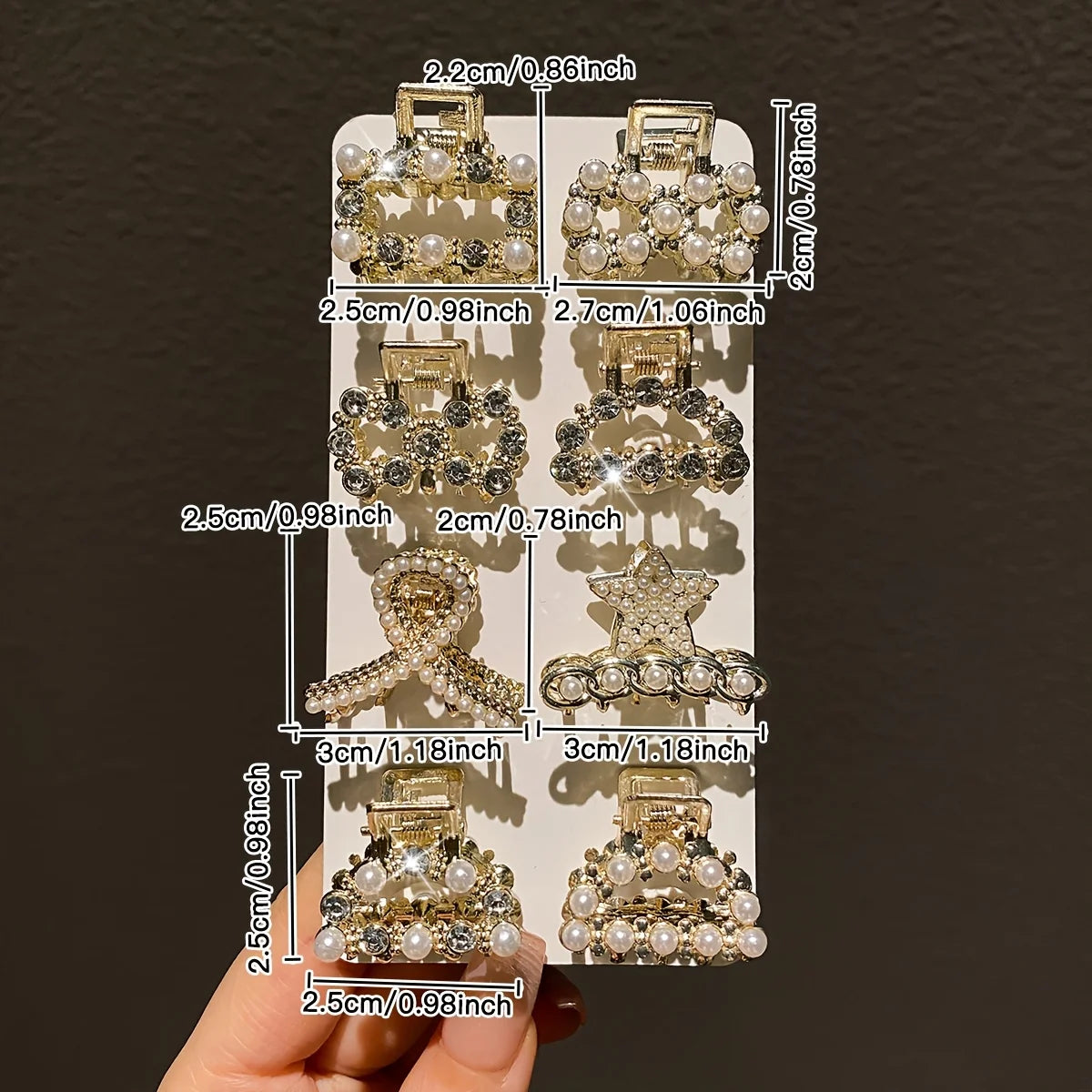 8PCS Pearl & Diamond Hair Clips Set