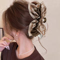 Brown Cashew Flower Bow Hair Claw Clip for Women