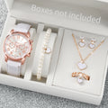 5/6PCS Women’s Quartz Watch & Heart Rhinestone Jewelry Set