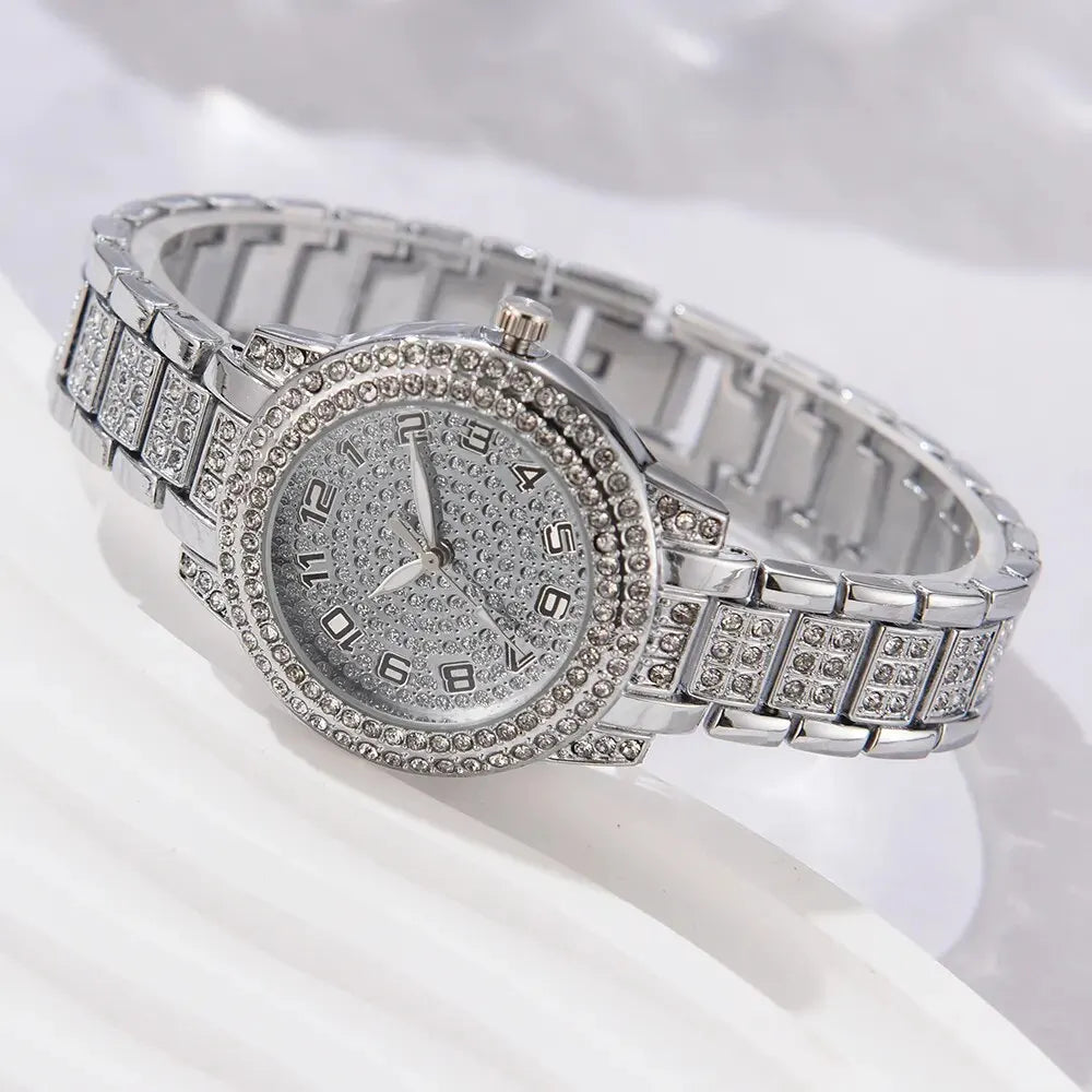 Elegant 6PCS Women’s Crystal Watch & Jewelry Set
