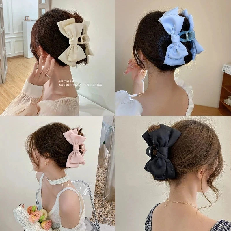 Korean Satin Bow Butterfly Hair Clip for Women