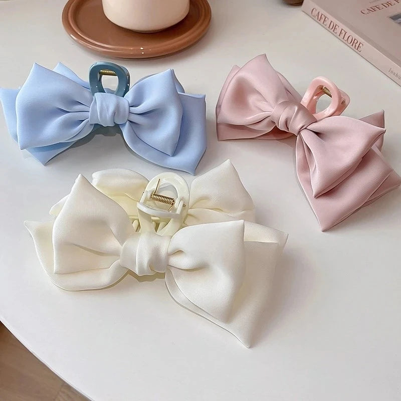 Korean Satin Bow Butterfly Hair Clip for Women