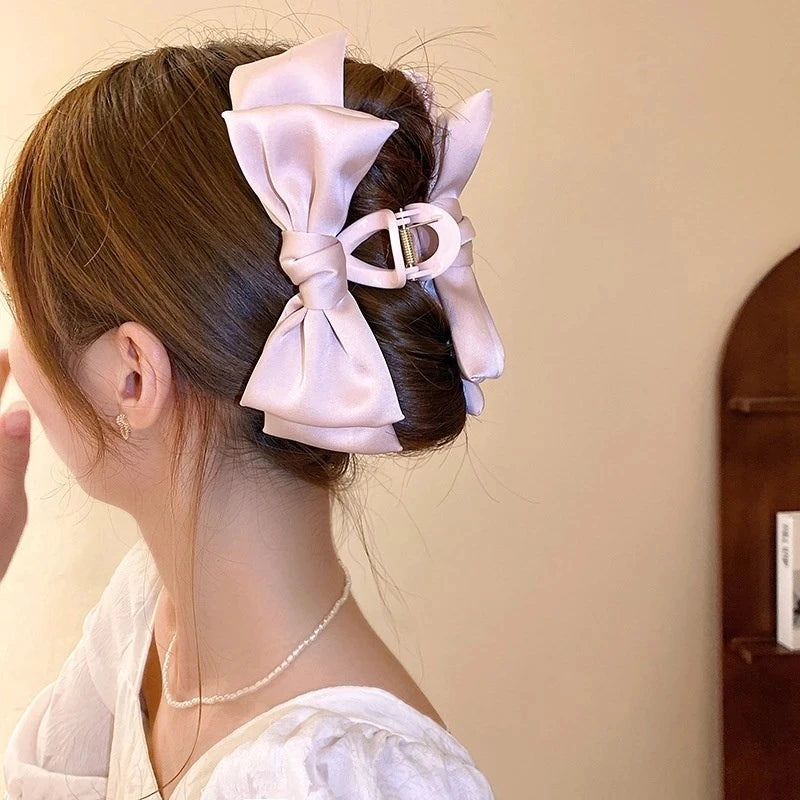 Korean Satin Bow Butterfly Hair Clip for Women