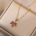 RINHOO Micro Inlaid Zircon Butterfly Tassel Necklace