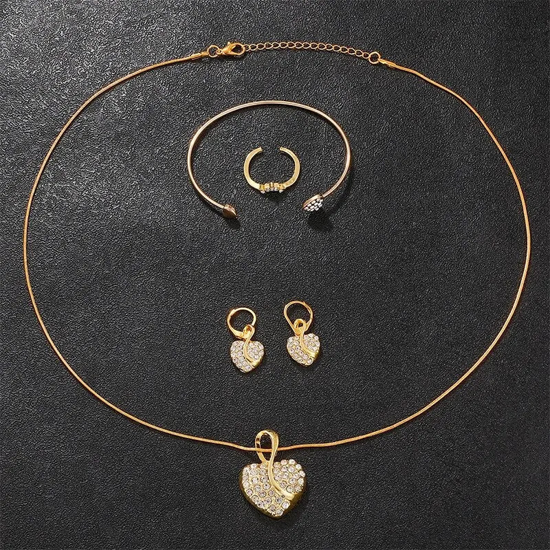 Women’s Gold Quartz Watch & Jewelry Set