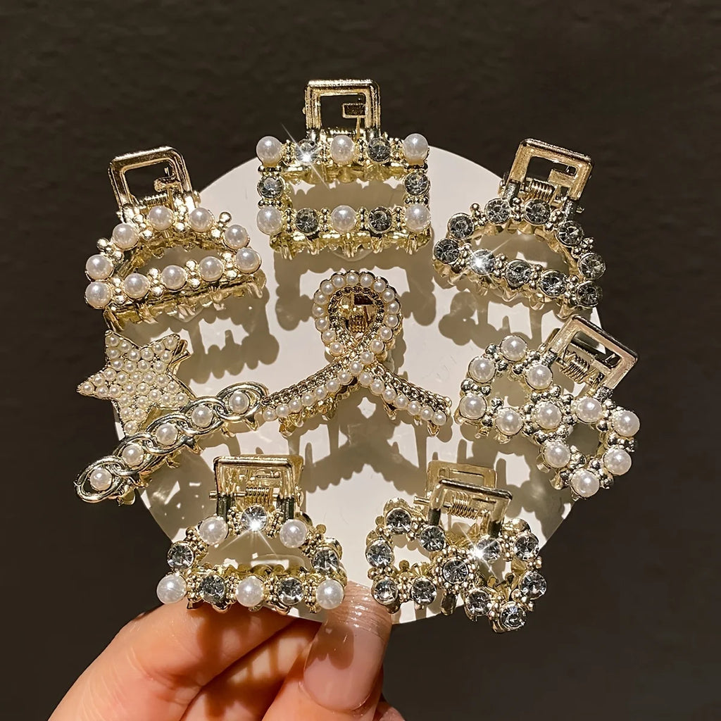 8PCS Pearl & Diamond Hair Clips Set