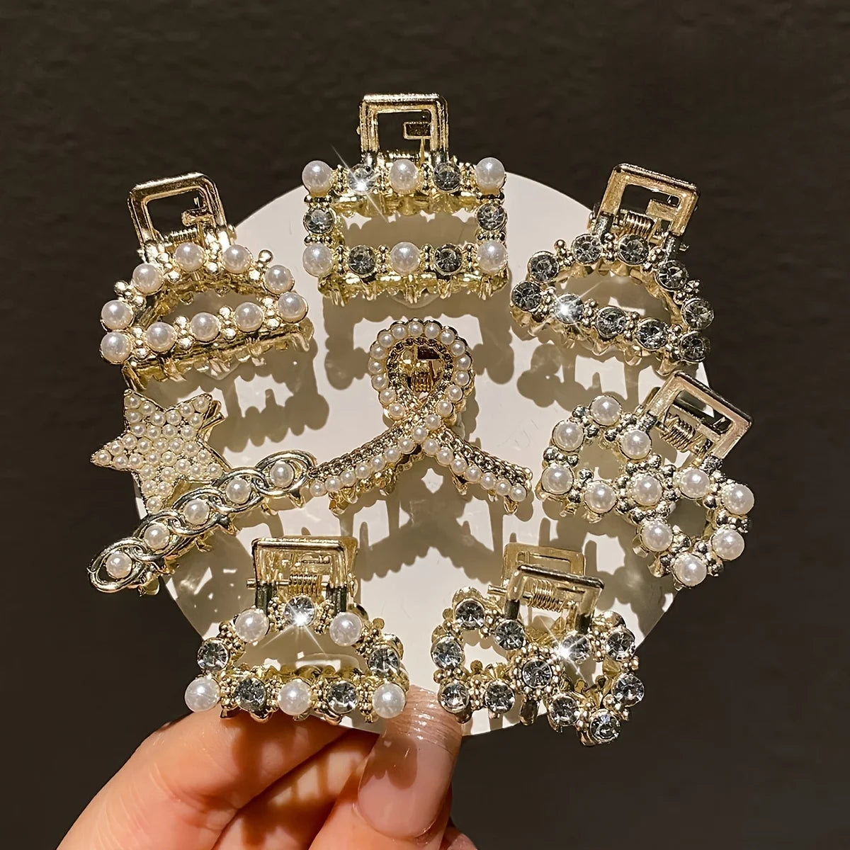 8PCS Pearl & Diamond Hair Clips Set