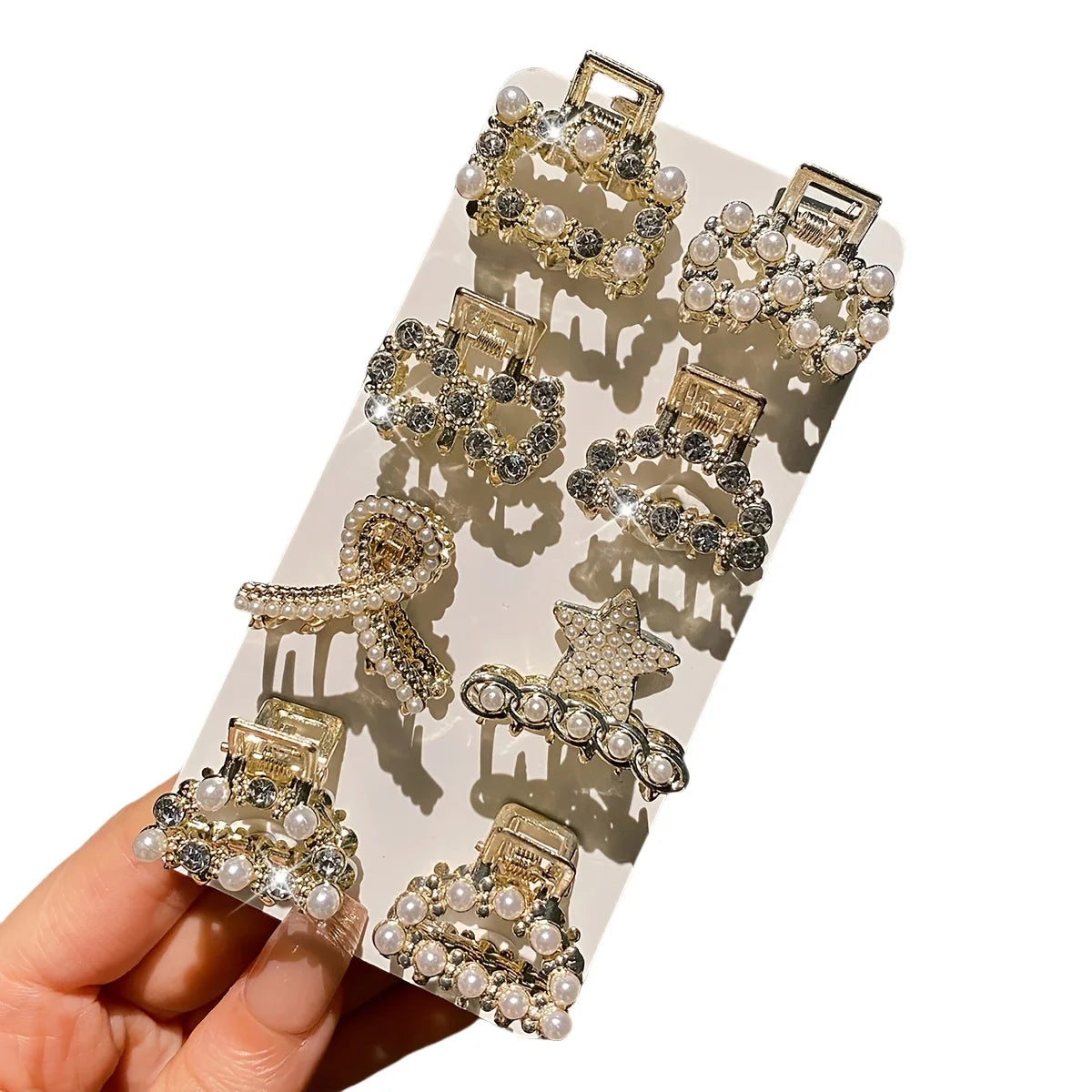 8PCS Pearl & Diamond Hair Clips Set