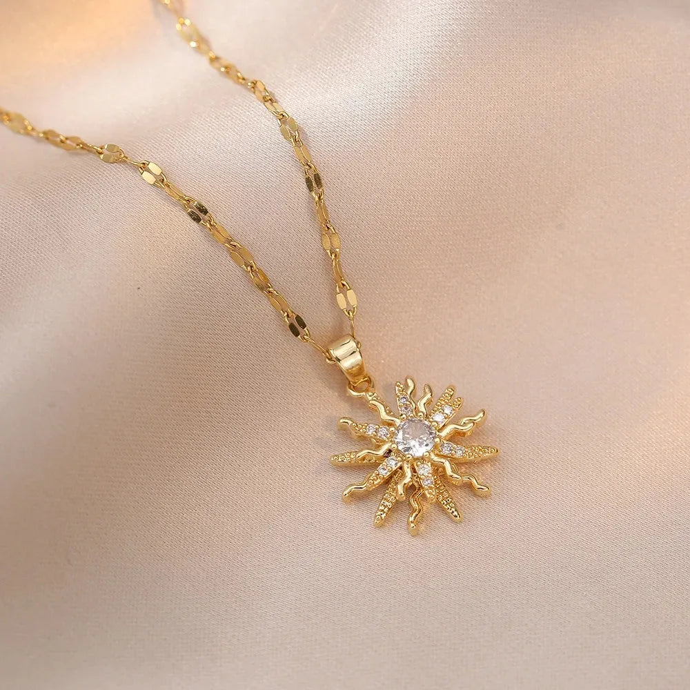 Rotating Flower Pendant Necklace