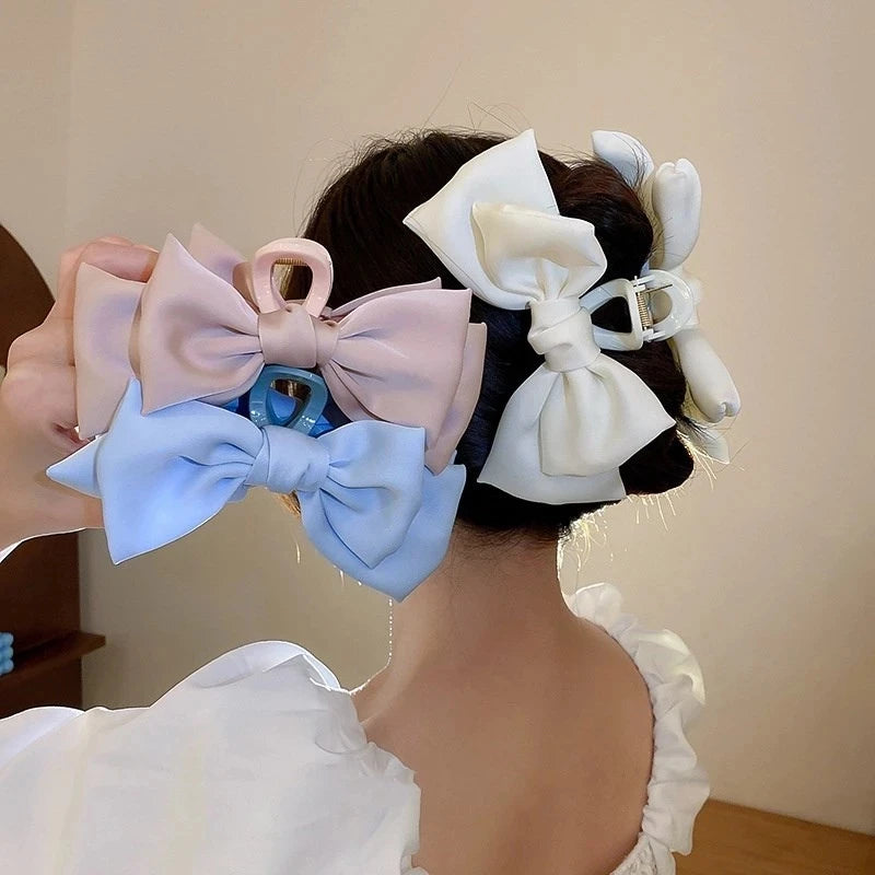 Korean Satin Bow Butterfly Hair Clip for Women