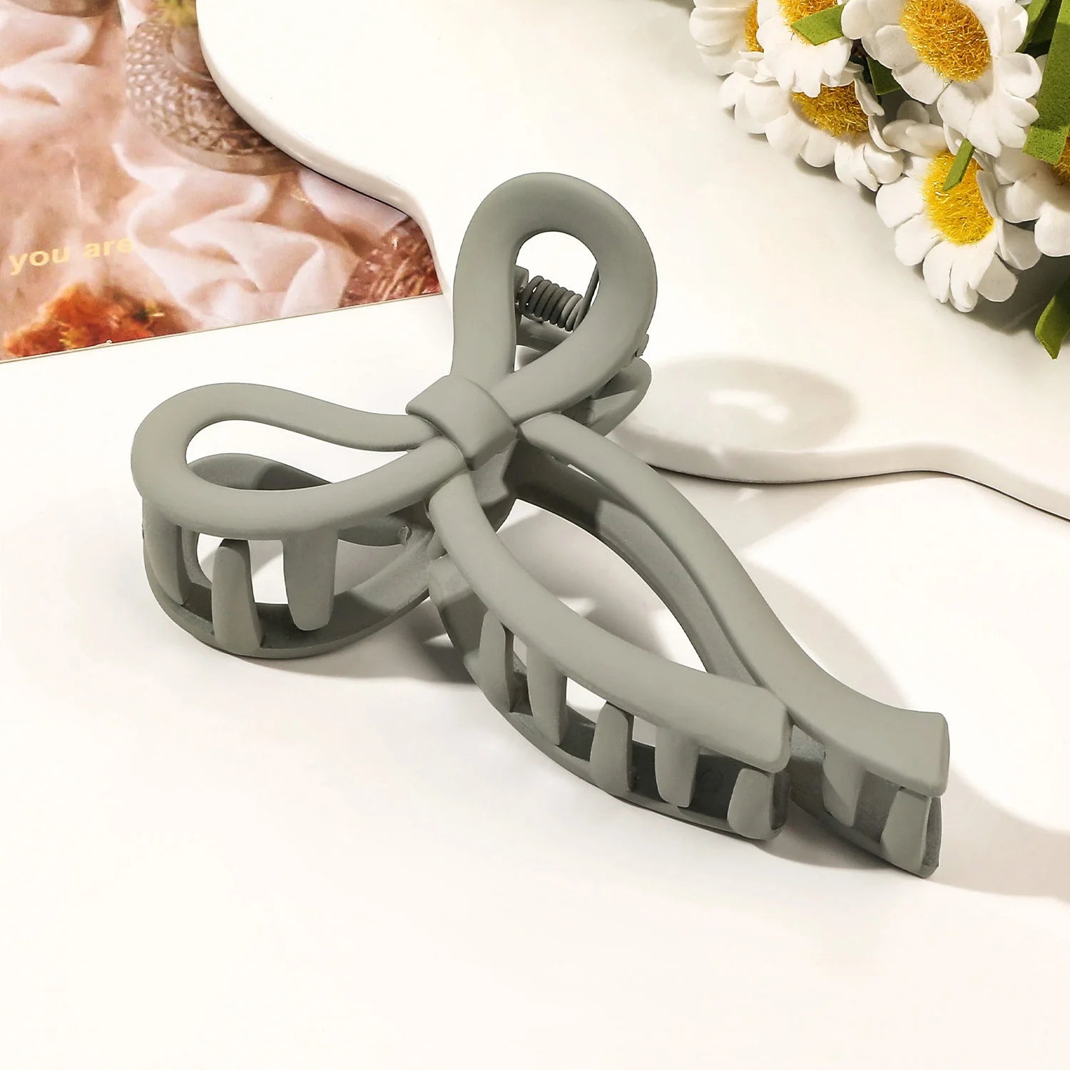 Matte Bow Large Hair Claw Clip for Women