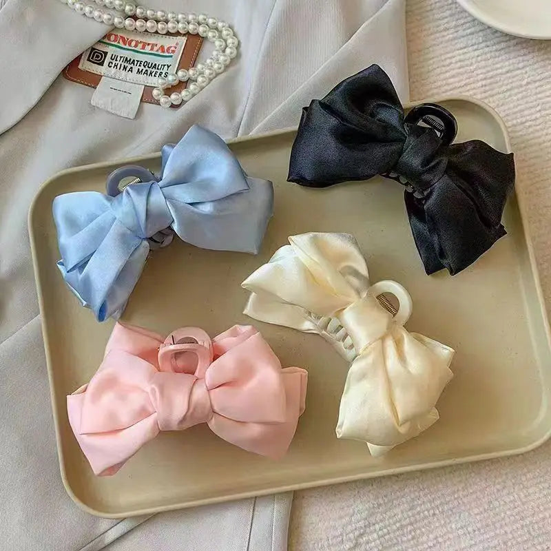 Korean Satin Bow Butterfly Hair Clip for Women