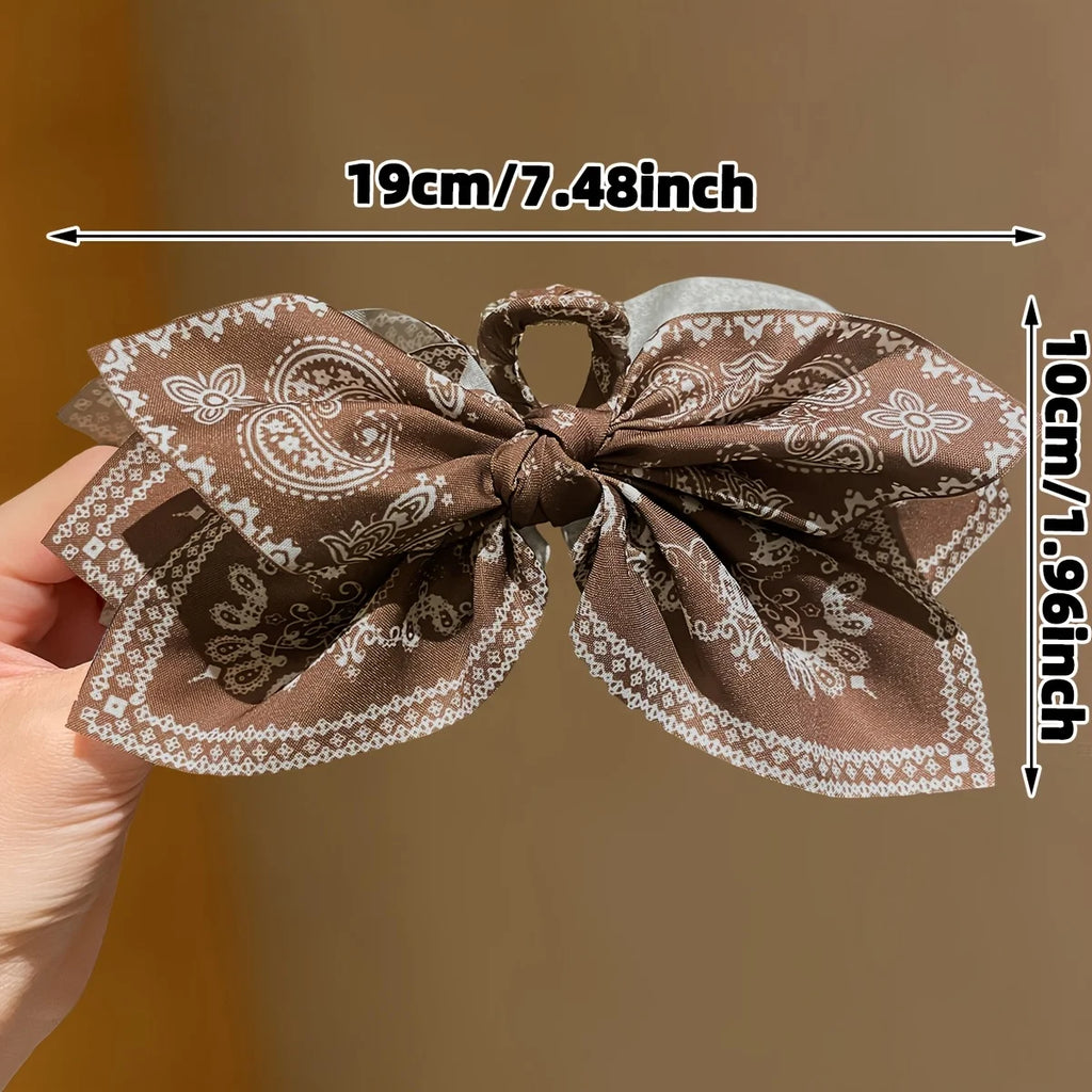 Brown Cashew Flower Bow Hair Claw Clip for Women