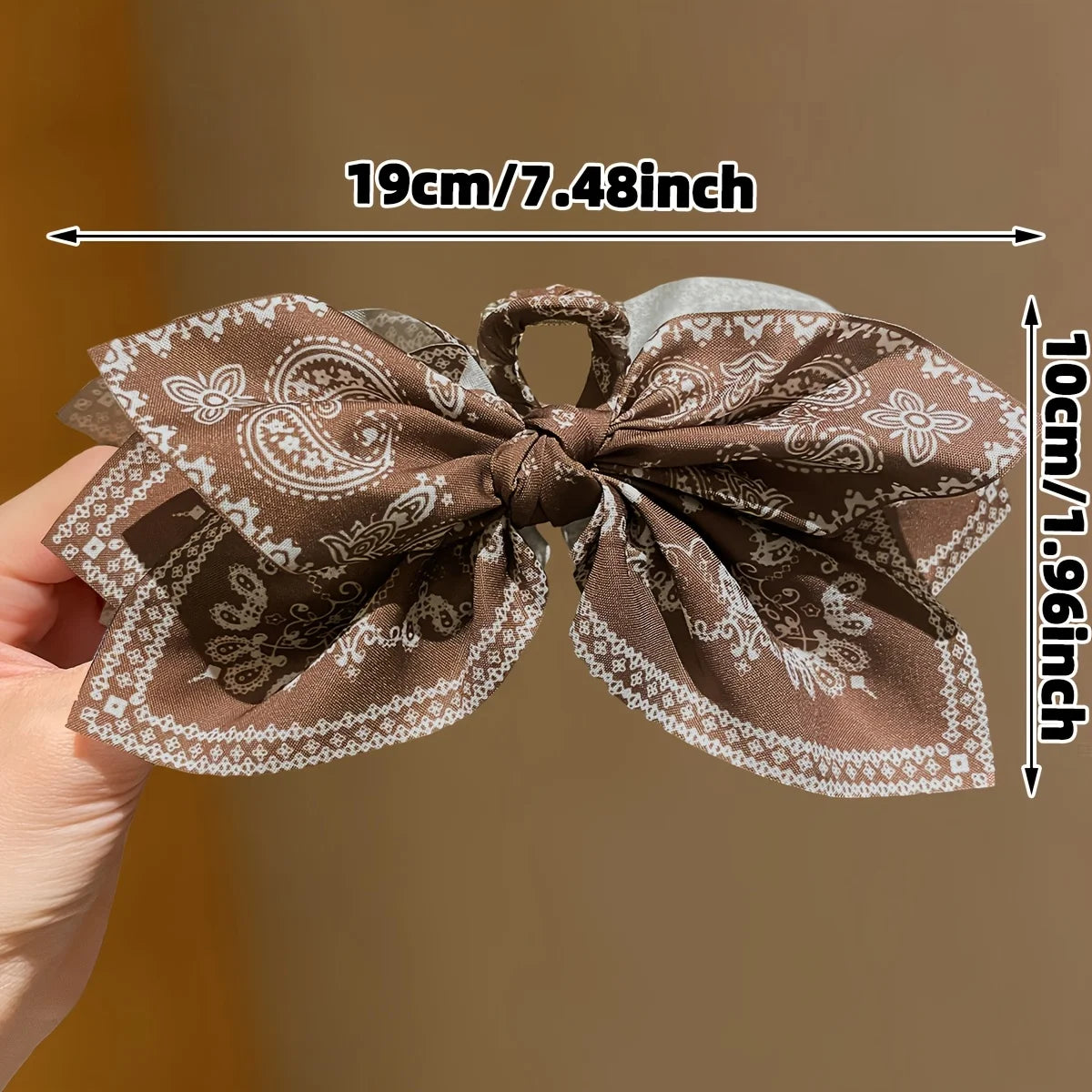 Brown Cashew Flower Bow Hair Claw Clip for Women